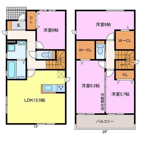 陸田栗林１－７－１戸建賃貸　Bの物件間取画像